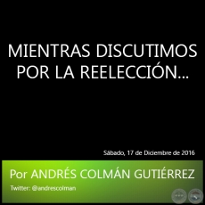 MIENTRAS DISCUTIMOS POR LA REELECCIN... - Por ANDRS COLMN GUTIRREZ - Sbado, 17 de Diciembre de 2016